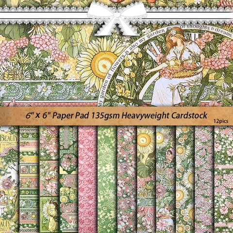 Vintage Garten Göttin Scrapbook Papier Für Junk Journal Kartenherstellung DIY Handwerk Dekoratives Material Botanische Blumen Muster