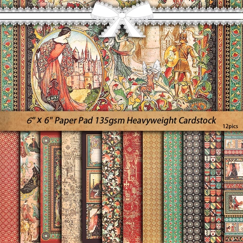 Retro Zauberwald Scrapbook Papier Mittelalterliches Schloss Ritter Thema Dekoratives Hintergrundpapier Packung Für DIY Junk Journal Karten