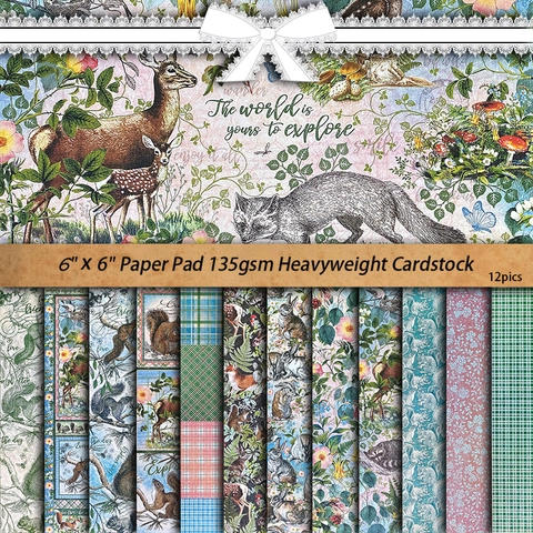 Vintage Waldtiere Scrapbook Papier Botanisch Floral Tier Dekoratives Material Papier Für DIY Journaling Scrapbooking