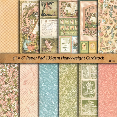 Βίντατζ Χαρτί Scrapbooking Διπλό Χαρτόνι Offset για Χειροτεχνίες DIY Journaling Κατασκευή Καρτών Θέμα Άνοιξη