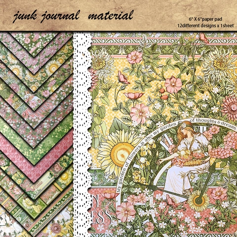 Vintage Garten Göttin Scrapbook Papier Für Junk Journal Kartenherstellung DIY Handwerk Dekoratives Material Botanische Blumen Muster