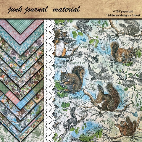 Vintage Waldtiere Scrapbook Papier Botanisch Floral Tier Dekoratives Material Papier Für DIY Journaling Scrapbooking