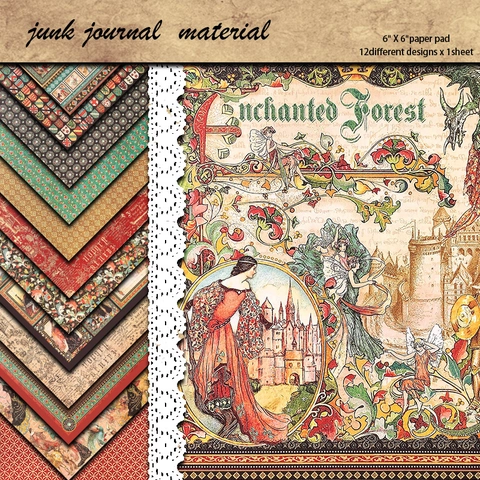 Retro Zauberwald Scrapbook Papier Mittelalterliches Schloss Ritter Thema Dekoratives Hintergrundpapier Packung Für DIY Junk Journal Karten