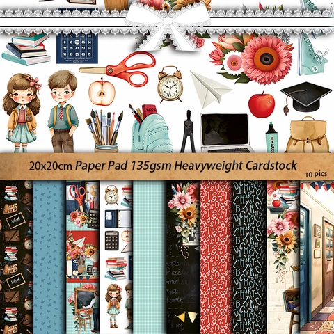 Vintage Schule Tag Thema Junk Journal Scrapbooking Papier Pad Für DIY Kunst Handwerk Offset Dekoratives Material Holzfreies Papier