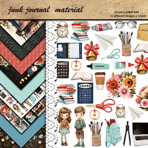 Vintage Schule Tag Thema Junk Journal Scrapbooking Papier Pad Für DIY Kunst Handwerk Offset Dekoratives Material Holzfreies Papier