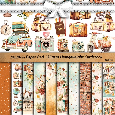 10 Blatt Vintage Junk Journal Hintergrund Material Papier Set Für Reise Fotografie DIY Scrapbooking Dekorativer Karton
