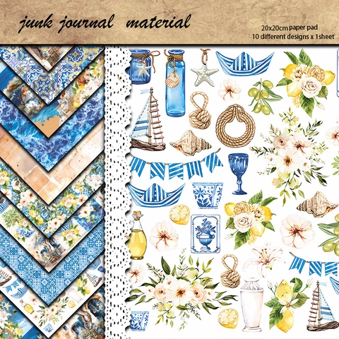 Mediterraan Junk Journal Materiaal Papier Zwaar Cardstock Santorini Citroen Tegels Patroon Voor Scrapbooking DIY Craft Decoratie
