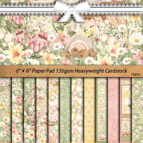 Vintage Floral Baby Thema Scrapbook Papier Pad Heavyweight Karton Für DIY Journaling Kartenherstellung Dekorative Material Papier