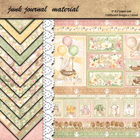 Vintage Floral Baby Thema Scrapbook Papier Pad Heavyweight Karton Für DIY Journaling Kartenherstellung Dekorative Material Papier