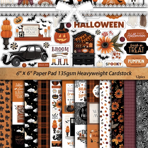 Vintage Halloween Scrapbook Material Papierblock Dekoratives Papier Für DIY Journaling Karten Handwerk Dekoration