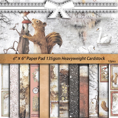 Blocco di Carta per Scrapbooking Vintage Memoria Invernale Cartoncino per Fai da Te Creazione di Carte Illustrazioni Retro