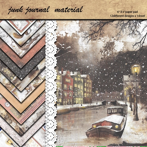 Blocco di Carta per Scrapbooking Vintage Memoria Invernale Cartoncino per Fai da Te Creazione di Carte Illustrazioni Retro