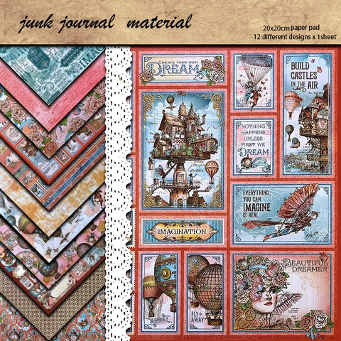 Whimsical Vintage Scrapbook Materiaal Papier Zwaar Zuurvrij Karton Voor DIY Journaling Knutselen Kaarten Maken Retro Papier