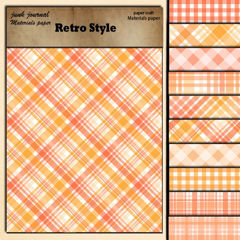 Vintage Orange Karomuster Scrapbook Papier Gingham Karo Dekorative Material Papier Für DIY Junk Journal Kunsthandwerk Muster