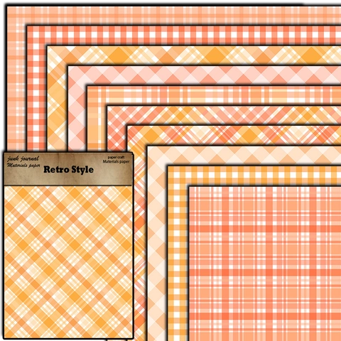 Vintage Orange Karomuster Scrapbook Papier Gingham Karo Dekorative Material Papier Für DIY Junk Journal Kunsthandwerk Muster