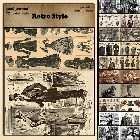 Vintage Victorianische Mode Junk Journal Material Papier Retro Person Kleidung Dekoratives Säurefreies Papier Für DIY Scrapbooking