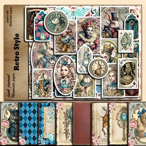 Vintage Märchen Thema Scrapbooking Material Papier Und Aufkleber Sammlung Retro Ästhetik Für DIY Journaling Dekoration