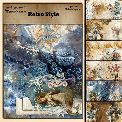 Vintage Meerjungfrau Ozean Thema Scrapbooking Material Papier Junk Journal Hintergrund Dekoratives Papier Für DIY Handwerk