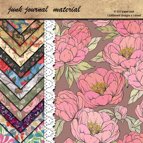 Vintage Botanische Floral Scrapbook Papier Farbkarton Dekorative Hintergrundblätter Für DIY Handwerk Scrapbooking Journaling Fotoalbum Kunstprojekte