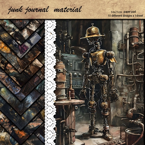 Papel de Material de Scrapbooking Retro Steampunk Patrones de Engranajes Revolución Industrial Victoriana para Manualidades DIY