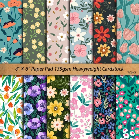 Papel De Material De Scrapbooking Floral Vintage Para Diario De Bricolaje Bloc De Papel Botánico Para Artes Y Manualidades