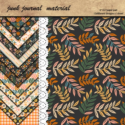 Retro Botanical Pattern Decorative Material Paper For DIY Scrapbooking Junk Journal Crafting Heavyweight Cardstock Art Paper