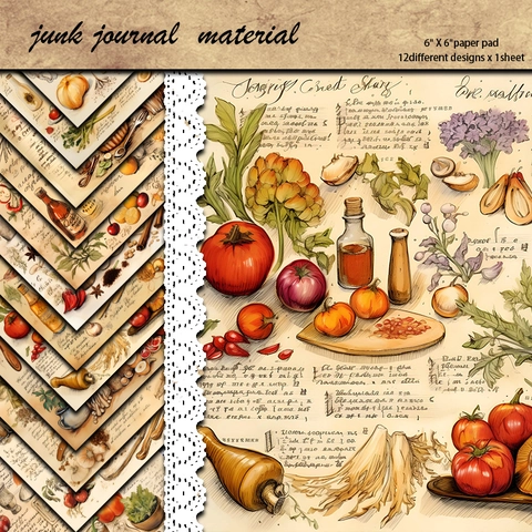 Retro Essen Gemüse Obst Muster Scrapbook Papier Pad Vintage Junk Journal DIY Dekorative Material Papier Für Handkonto