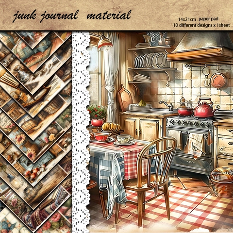 Retro-Stil Junk Journal Material Papier Dekoratives Scrapbooking-Papier Für DIY Kunsthandwerk Journaling Collage Schreibwaren
