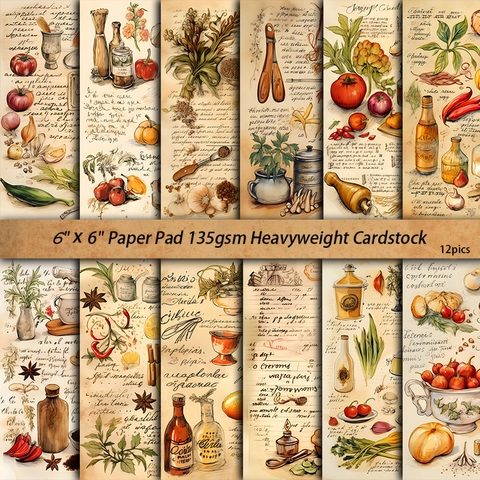 Retro Essen Gemüse Obst Muster Scrapbook Papier Pad Vintage Junk Journal DIY Dekorative Material Papier Für Handkonto
