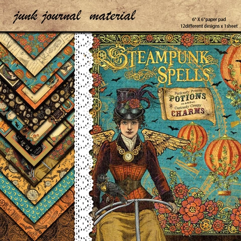 Vintage Steampunk Scrapbooking Material Papier Mehrmuster Cardstock Für Junk Journal DIY Handwerk Album Deko Papier