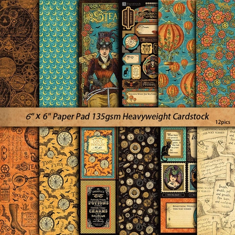 Vintage Steampunk Scrapbooking Material Papier Mehrmuster Cardstock Für Junk Journal DIY Handwerk Album Deko Papier