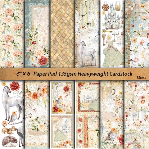 Vintage Retro Europäisches Schloss Figuren Muster Material Papier Pad Karton Für DIY Scrapbook Ästhetik Junk Journal Dekoration