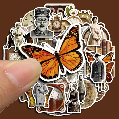 Vintage Steampunk Stickers For Scrapbooking Journaling Victorian Figures Butterfly Gear Clock Decorative Decals For Phone Case DIY Craft