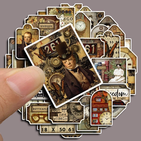 Pegatinas Vintage Steampunk Para Scrapbooking Estilo Victoria Reloj Mariposa Retrato DIY Diario Decoración Calcomanía Material