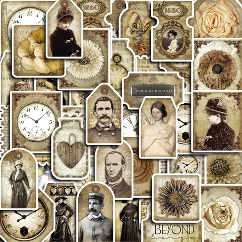 Vintage Scrapbooking Aufkleber Retro Viktorianische Personen Uhr Blume Schmetterling Designs DIY Deko Schreibwaren Für Journaling
