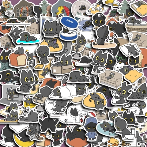 Simpatici Adesivi a Forma di Gatto Nero in Cartone Animato Impermeabili PVC Decalcomanie Decorative Per Scrapbooking Cover Telefono Laptop Fai da Te