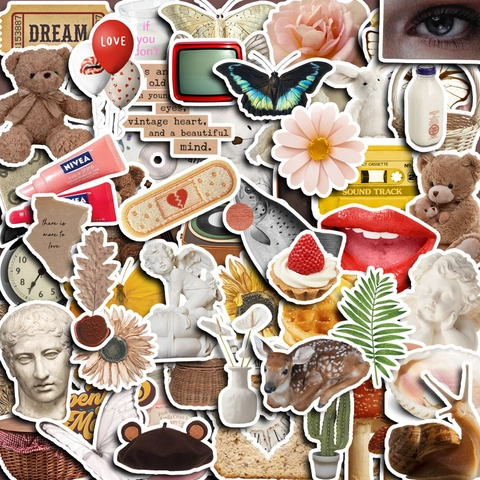 Vintage Bear David Statue London Milk Tea Theme Scrapbook Stickers For Journaling DIY Decorative Art Decals Retro Stationery