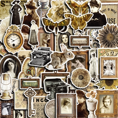 Vintage Victoriaanse Scrapbooking Stickers Retro Portret Bloemen Vlinder Verweerde Decals Voor Journal Telefoonhoes Decoratie