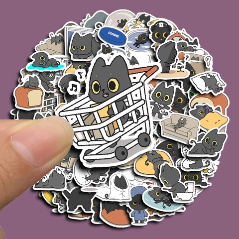 Simpatici Adesivi a Forma di Gatto Nero in Cartone Animato Impermeabili PVC Decalcomanie Decorative Per Scrapbooking Cover Telefono Laptop Fai da Te