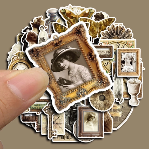 Vintage Victoriaanse Scrapbooking Stickers Retro Portret Bloemen Vlinder Verweerde Decals Voor Journal Telefoonhoes Decoratie