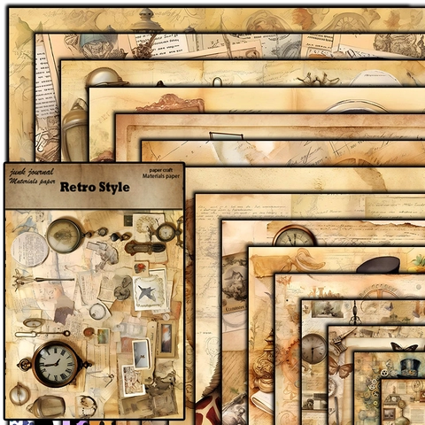 Papel de Scrapbooking Vintage Steampunk Para Junk Journaling DIY Artesanía Material Decorativo Envejecido Cartulina Pesada
