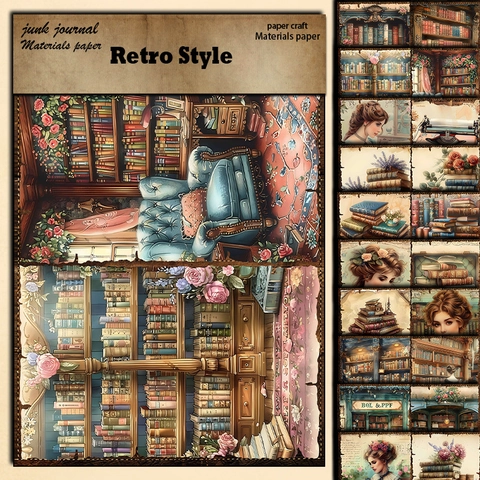 Retro Victorian Library Theme Scrapbooking Material Paper Vintage Female Portrait Floral Decorative Journaling Paper Pad