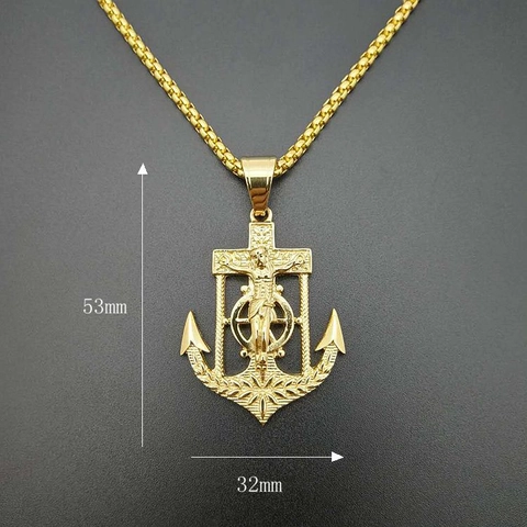 Hip Hop Titanium Steel Anchor Cross Crucifix Pendant Nautical Helm Rudder Jewelry For Men Gold Silver Plated Pendant Only