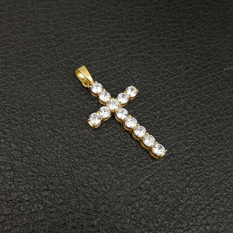Ciondolo a Croce in Acciaio Inossidabile 316 Placcato Oro Con Zirconia AAA Religioso Unisex Accessorio Gioiello Per Uso Quotidiano Matrimonio