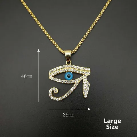 Exotic Eye Of Horus Evil Eye Pendant Necklace Stainless Steel Zirconia Inlay Gold Steel Color Amulet Jewelry For Men Women