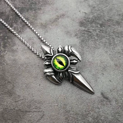 Vintage Punk Distressed Evil Eye Titanium Steel Pendant Gothic Dragon Claw Cross Pendant Only For Men Jewelry Gift No Chain