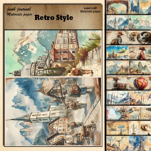 Papel de Material de Scrapbooking de Ciudad Europea Retro para Manualidades DIY Diario Barcelona Lakeside Estilo Vintage Arte