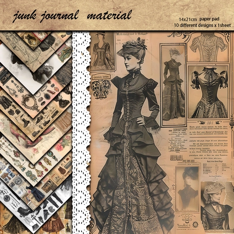 Vintage Viktorianischer Stil Scrapbook Material Papier Packung Schneiderei Thema Retro Manuskript Dekorative Bastelpapier