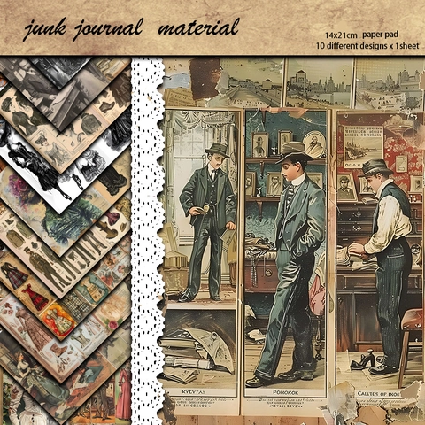 10 Sheets Vintage Victorian Fashion Materials Paper For Junk Journal Scrapbooking DIY Craft Acid Free Offset Paper A5