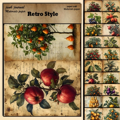Vintage Obstbaum Botanische Illustration Materialpapier Für Junk Journal Scrapbooking DIY Handwerk Dekorpapier